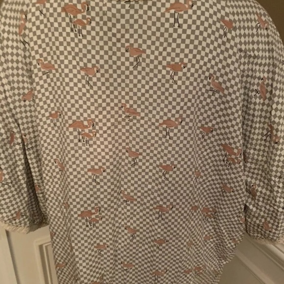 NWT SKEMO Bohemian Tunic Cover Flamingo Checker Pattern Sz M Grey - Picture 4 of 4
